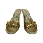 Marc Jacobs Bow Embellished Gold Sequin Mules Size 41 - Image 2