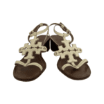 Tory Burch Beige Textured Leather Chandler Tumbler Sandals Size 40.5 - Image 2