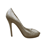 Alexander McQueen Silver Python Peep Toe Pumps Size 39 - Image 5
