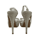 Gina White Python Leather Peep Toe Platform Slingback Sandals Size 40 - Image 3