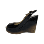 Jimmy Choo Black Patent Leather Prova Cork Wedge Slingback Sandals Size 37.5 - Image 6