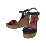 Carolina Herrera Blue/Red Fabric Platform Wedge Size 39 - Image 2