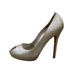 Alexander McQueen Silver Python Peep Toe Pumps Size 39 - Image 4