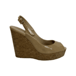 Jimmy Choo Nude Patent Leather Prova Cork Wedge Slingback Sandals Size 38 - Image 5
