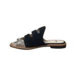 Fendi Black Suede and Python Cutout Flat Slides Size 36 - Image 5