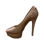 Charlotte Olympia Champagne Satin Paloma Fan-Pleat Platform Pumps Size 34 - Image 4