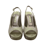 Gina Green Satin Crystal Embellished Peep Toe Slingback Sandals Size 39