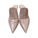 Gianvito Rossi Nude Patent Leather High Vamp Pointed Toe Mules Size 39.5