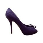 Dior Purple Quilted Cannage Leather Sweet Peep Toe Platform Pumps Size 38.5 - Image 6