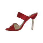 Sophia Webster Red Satin Crystal Embellished Heel Slide Mules Size 37.5 - Image 6