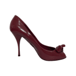 Miu Miu Bow Embellished Purple Patent Leather Peep Toe Pumps Size 40 - Image 4