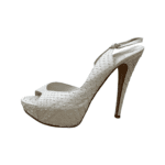 Gina White Python Leather Peep Toe Platform Slingback Sandals Size 40 - Image 4