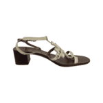 Tory Burch Beige Textured Leather Chandler Tumbler Sandals Size 40.5 - Image 3