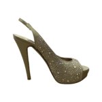 Gina Green Satin Crystal Embellished Peep Toe Slingback Sandals Size 39 - Image 6