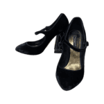 Dolce & Gabbana Black Velvet Embellished Heel Mary Jane Pumps Size 37 - Image 2