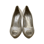 Alexander McQueen Silver Python Peep Toe Pumps Size 39