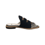 Fendi Black Suede and Python Cutout Flat Slides Size 36 - Image 4