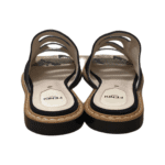 Fendi Black Suede and Python Cutout Flat Slides Size 36 - Image 3