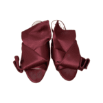 N21 Burgundy Satin Raso Knot Peep Toe Flat Mules Size 38.5 - Image 2