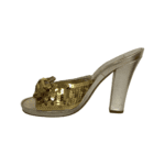Marc Jacobs Bow Embellished Gold Sequin Mules Size 41 - Image 4