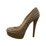 Christian Louboutin Beige Leather Alti Spikes Platform Pumps Size 37 - Image 6