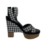 Louis Vuitton White/Black Fabric Gingham Platform Sandals Size 37.5 - Image 4