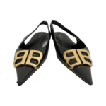 Balenciaga Dark Army Green Patent Leather BB Knife Slingback Sandals Size 38 - Image 2