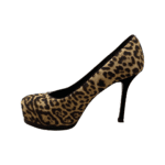 Saint Laurent Paris Black/Yellow Leopard Print Calf Hair Tribtoo Platform Pumps Size 36 - Image 4