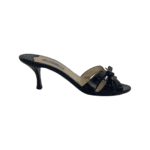 Prada Black Patent Leather Bow Slide Sandals Size 37.5 - Image 3