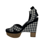 Louis Vuitton White/Black Fabric Gingham Platform Sandals Size 37.5 - Image 5
