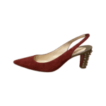 Christian Louboutin Red Suede Leather Studded Lemer 70 Slingback Sandals Size 39 - Image 7