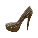 Christian Louboutin Beige Leather Alti Spikes Platform Pumps Size 37 - Image 4