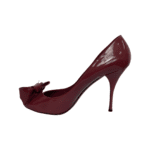 Miu Miu Bow Embellished Purple Patent Leather Peep Toe Pumps Size 40 - Image 3