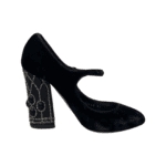 Dolce & Gabbana Black Velvet Embellished Heel Mary Jane Pumps Size 37 - Image 7