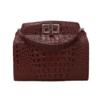 Mayam Burgundy Croc Embossed Shoulder Bag