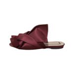 N21 Burgundy Satin Raso Knot Peep Toe Flat Mules Size 38.5 - Image 6