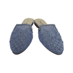 Oscar de la Renta Elsa Embroidered Light Blue Mule Slide Size 37.5 - Image 2