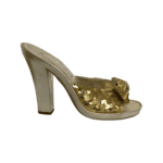 Marc Jacobs Bow Embellished Gold Sequin Mules Size 41 - Image 3