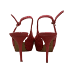 Dior Coral Red Cannage Leather Bow Slingback Peep Toe Platform Sandals Size 38 - Image 3