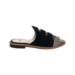 Fendi Black Suede and Python Cutout Flat Slides Size 36 - Image 6