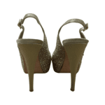 Gina Green Satin Crystal Embellished Peep Toe Slingback Sandals Size 39 - Image 3