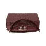 Mayam Burgundy Croc Embossed Shoulder Bag - Image 6