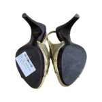 Burberry Gold Metallic Leather Studded Buckle Detail Clogs Sandals Size  38 - Image 7