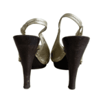 Burberry Gold Metallic Leather Studded Buckle Detail Clogs Sandals Size  38 - Image 6