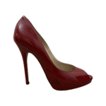 Jimmy Choo Red Patent Leather Peep Toe Platform Pumps Size 39 - Image 7