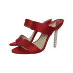 Sophia Webster Red Satin Crystal Embellished Heel Slide Mules Size 37.5