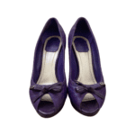 Dior Purple Quilted Cannage Leather Sweet Peep Toe Platform Pumps Size 38.5