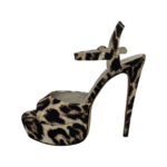 Alice + Olivia Leopard Print Canvas Platform Sandals Size 38 - Image 4