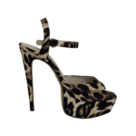 Alice + Olivia Leopard Print Canvas Platform Sandals Size 38 - Image 5