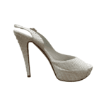 Gina White Python Leather Peep Toe Platform Slingback Sandals Size 40 - Image 6